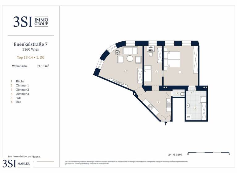 Wohnung zum Kauf 365.000 € 3 Zimmer 71,1 m² 1. Geschoss Enenkelstraße 7 Wien 1160