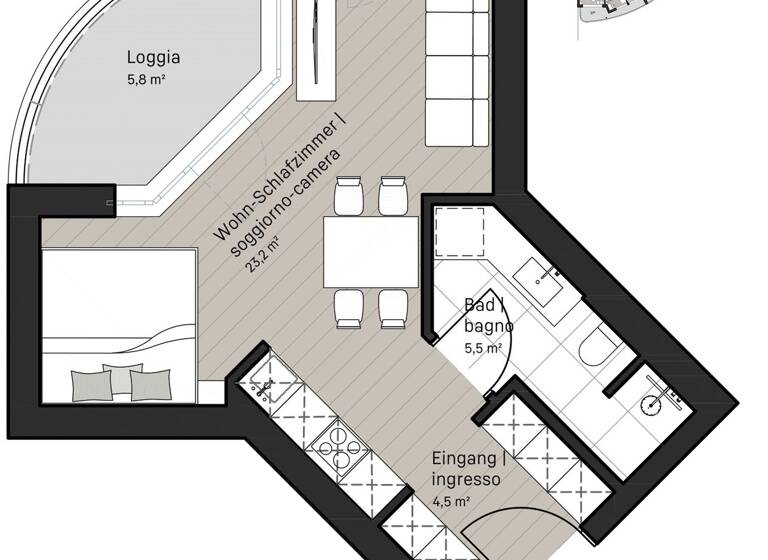 Studio zum Kauf 239.000 € 1 Zimmer 33,2 m² 1. Geschoss Andreas-Hofer-Straße Bruneck 39031