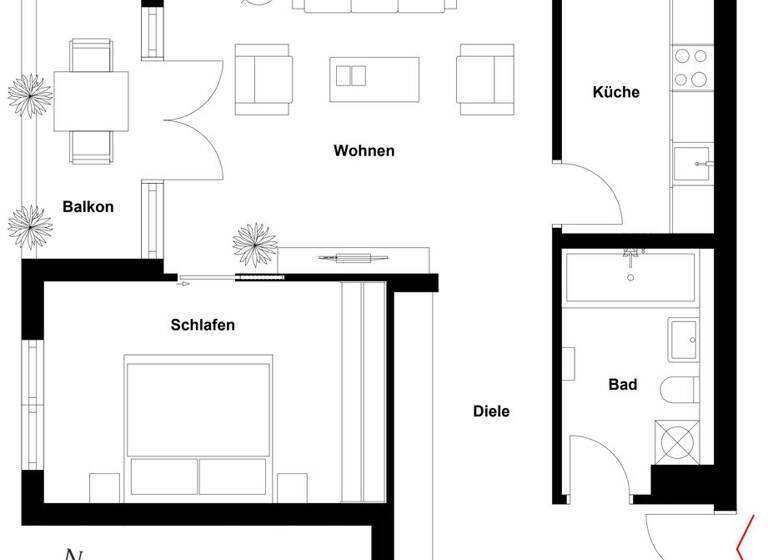 Wohnung zur Miete 1.310 € 2 Zimmer 68 m² Petershausen Konstanz 78464