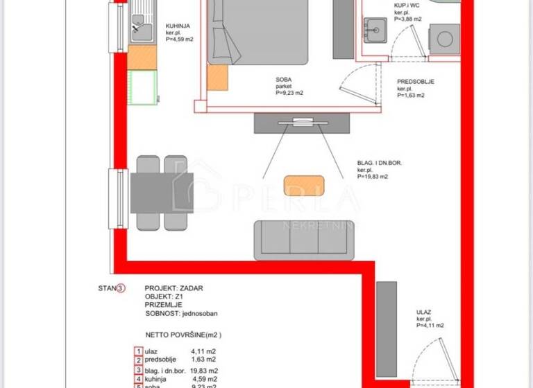 Wohnung zum Kauf 205.520 € 2 Zimmer 51 m² Borik, Zadar Diklo - Puntamika