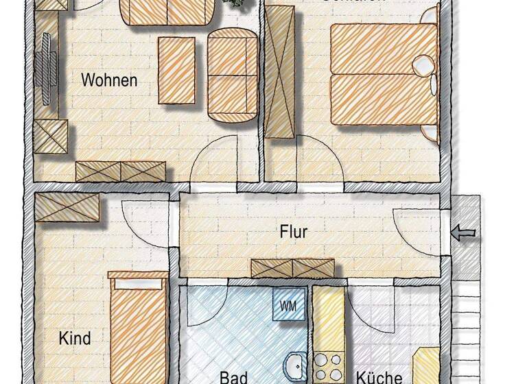 Wohnung zur Miete 440 € 3 Zimmer 58 m² 3. Geschoss frei ab sofort Plauer Straße 10 a Falkenau Flöha 09557