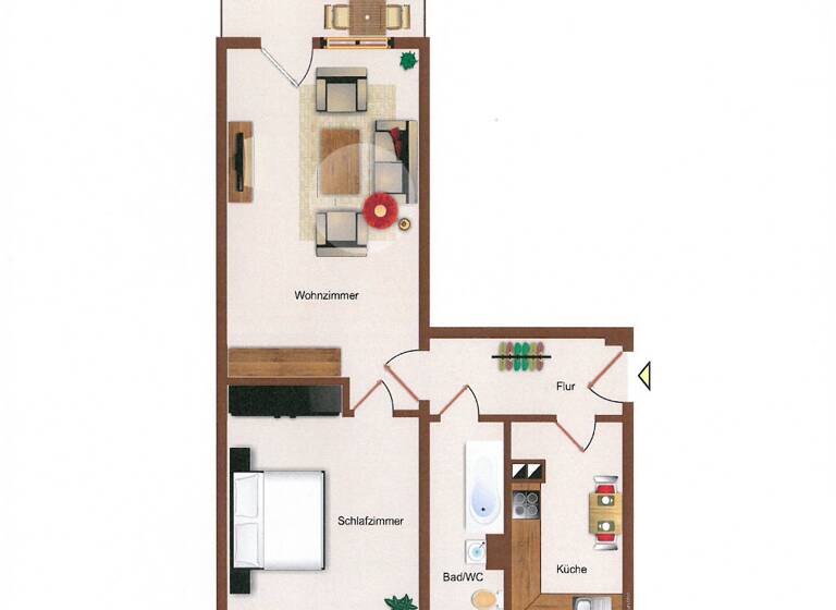 Wohnung zur Miete 275 € 2 Zimmer 49,2 m² 1. Geschoss Yorckstraße 30f Yorckgebiet Chemnitz 09130