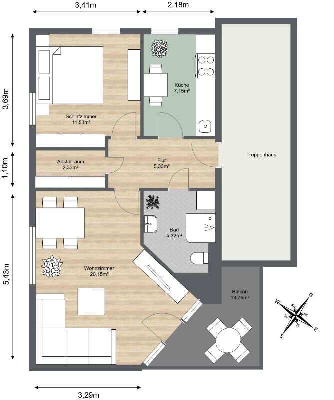 Wohnung zur Miete 355 € 2 Zimmer 59,2 m²<br/>Wohnfläche 6.<br/>Geschoss Bahnhofstraße 16 Innenstadt Riesa 01587