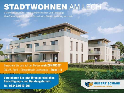 Wohnung zum Kauf - Erstbezug provisionsfrei 558.200 € 2 Zimmer 77,6 m² EG Max-Friesenegger-Straße 32 Landsberg Landsberg am Lech 86899