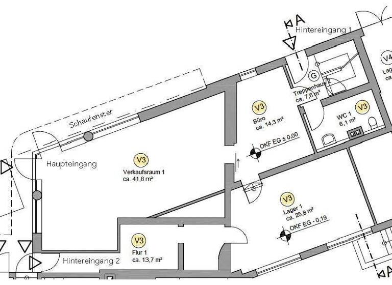 Laden zum Kauf provisionsfrei 219.000 € 3 Zimmer 42 m² Verkaufsfläche Waldshuter Str. 2 Laufenburg Laufenburg (Baden) 79725