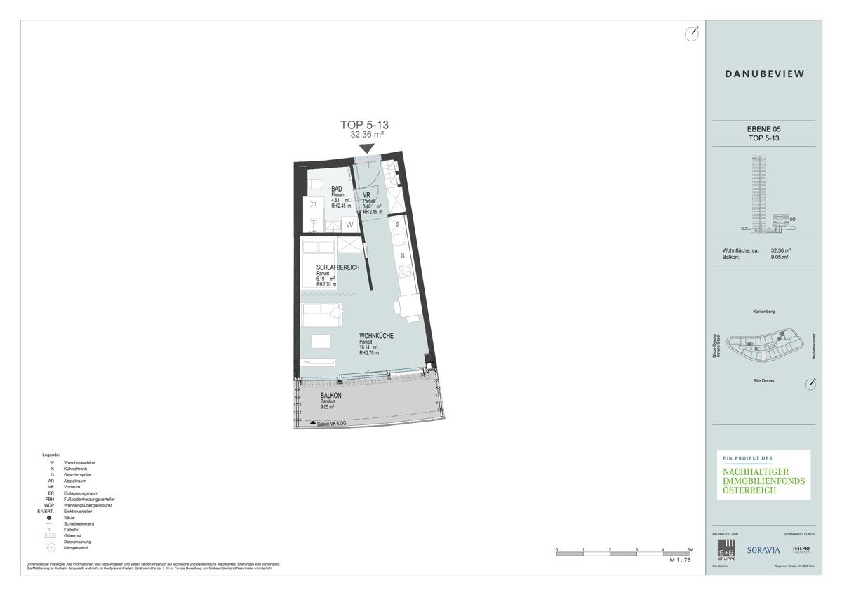 Wohnung zur Miete 809 € 1 Zimmer 32,4 m²<br/>Wohnfläche 5.<br/>Geschoss ab sofort<br/>Verfügbarkeit Wien, Donaustadt 1220