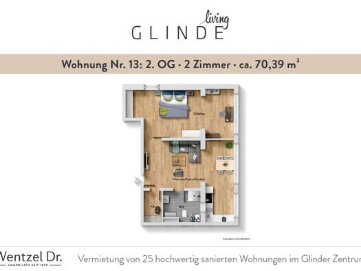 Wohnung zur Miete 1.380 € 2 Zimmer 70,4 m² 2. Geschoss frei ab 01.12.2026 Glinde 21509