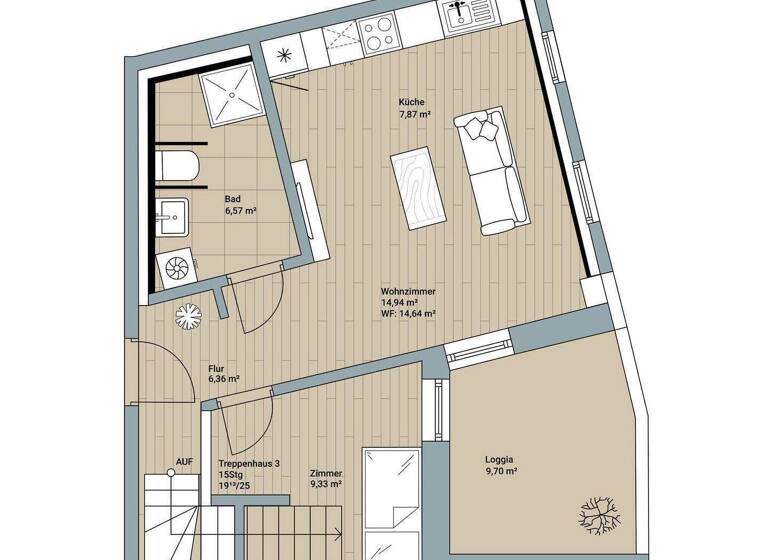 Maisonette zum Kauf provisionsfrei 530.000 € 67,5 m² 4. Geschoss frei ab sofort Innenstadt Tübingen 72070