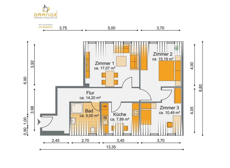 Wohnung zur Miete 1.150 € 3 Zimmer 70,7 m² frei ab sofort Gärten h d Veste Nürnberg 90408