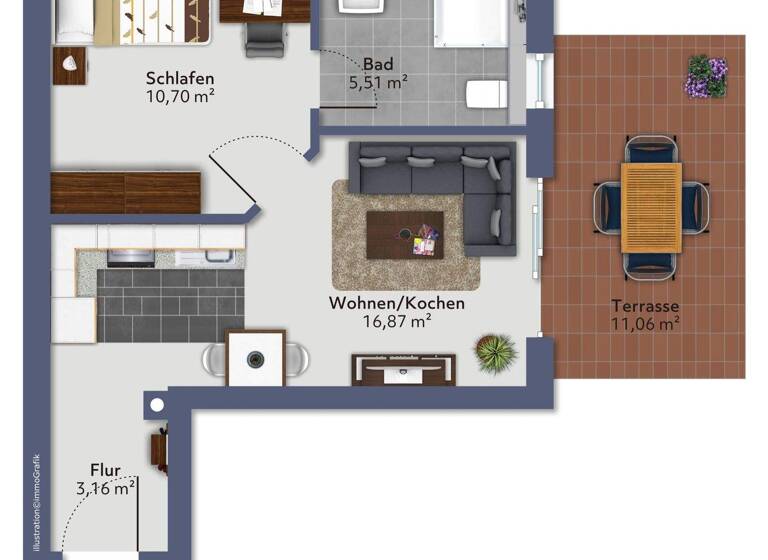 Terrassenwohnung zum Kauf 199.600 € 2 Zimmer 41 m² EG Gelnhausen 63571