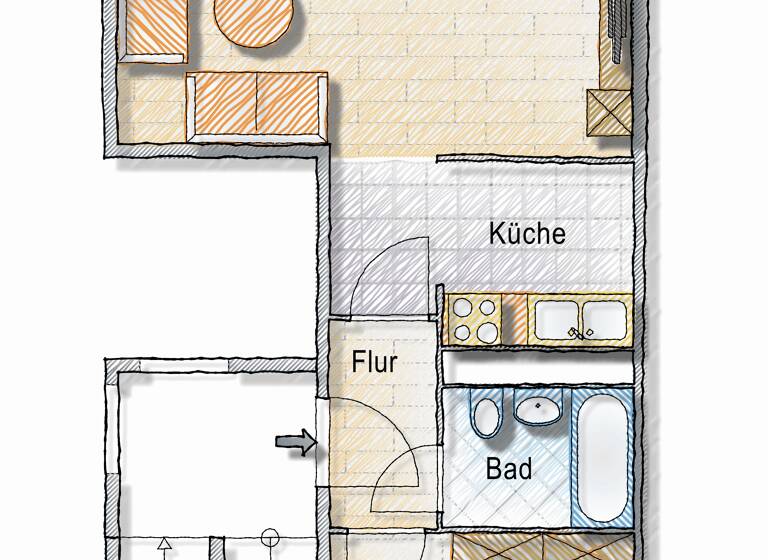 Wohnung zur Miete 275 € 2 Zimmer 50 m²<br/>Wohnfläche 2.<br/>Geschoss ab sofort<br/>Verfügbarkeit Dr.-Theodor-Neubauer-Straße 2 Flöha Flöha 09557