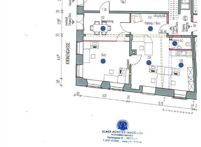 Praxisfläche zur Miete 1.200 € 80 m² Bürofläche Mitte Ulm 89073