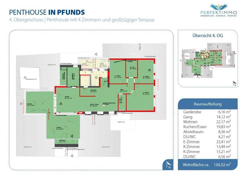 Penthouse zum Kauf - Erstbezug 749.000 € 4 Zimmer 130,5 m² 4. Geschoss Pfunds 6542