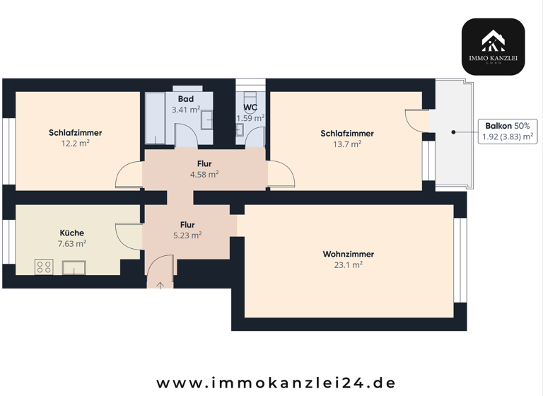 Wohnung zum Kauf 260.000 € 3 Zimmer 74,1 m² 2. Geschoss Südweststadt Offenburg 77656