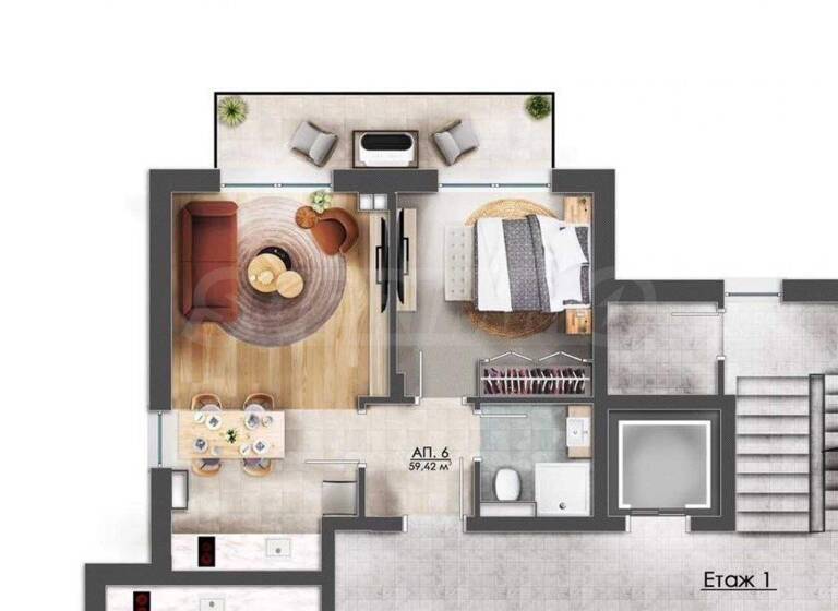 Studio zum Kauf 80.000 € 2 Zimmer 57 m² Sunny Beach