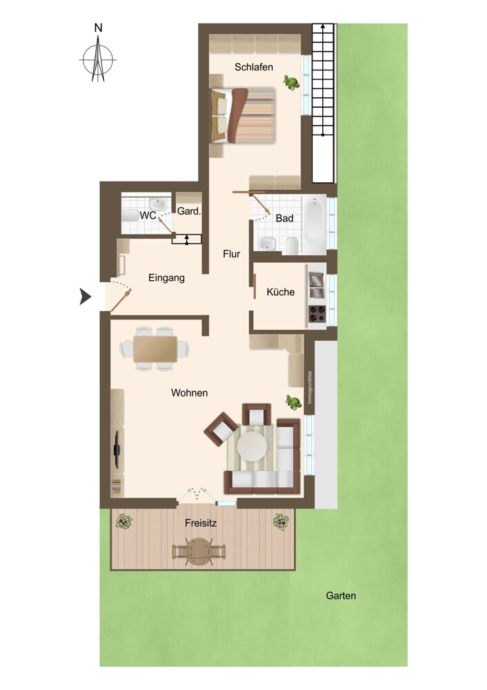 Terrassenwohnung zum Kauf 775.000 € 2 Zimmer 72,6 m²<br/>Wohnfläche EG<br/>Geschoss Harlaching München 81545