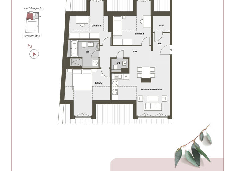 Wohnung zum Kauf - Neubau provisionsfrei 870.000 € 4 Zimmer 100,5 m² 6. Geschoss Bodenstedtstraße 19, 81241 München Pasing-Obermenzing München 81241