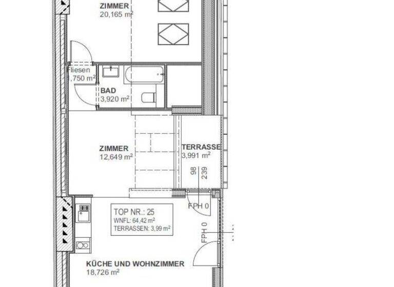 Wohnung zur Miete 1.091 € 2 Zimmer 64,4 m² 4. Geschoss Wien,Neubau 1070