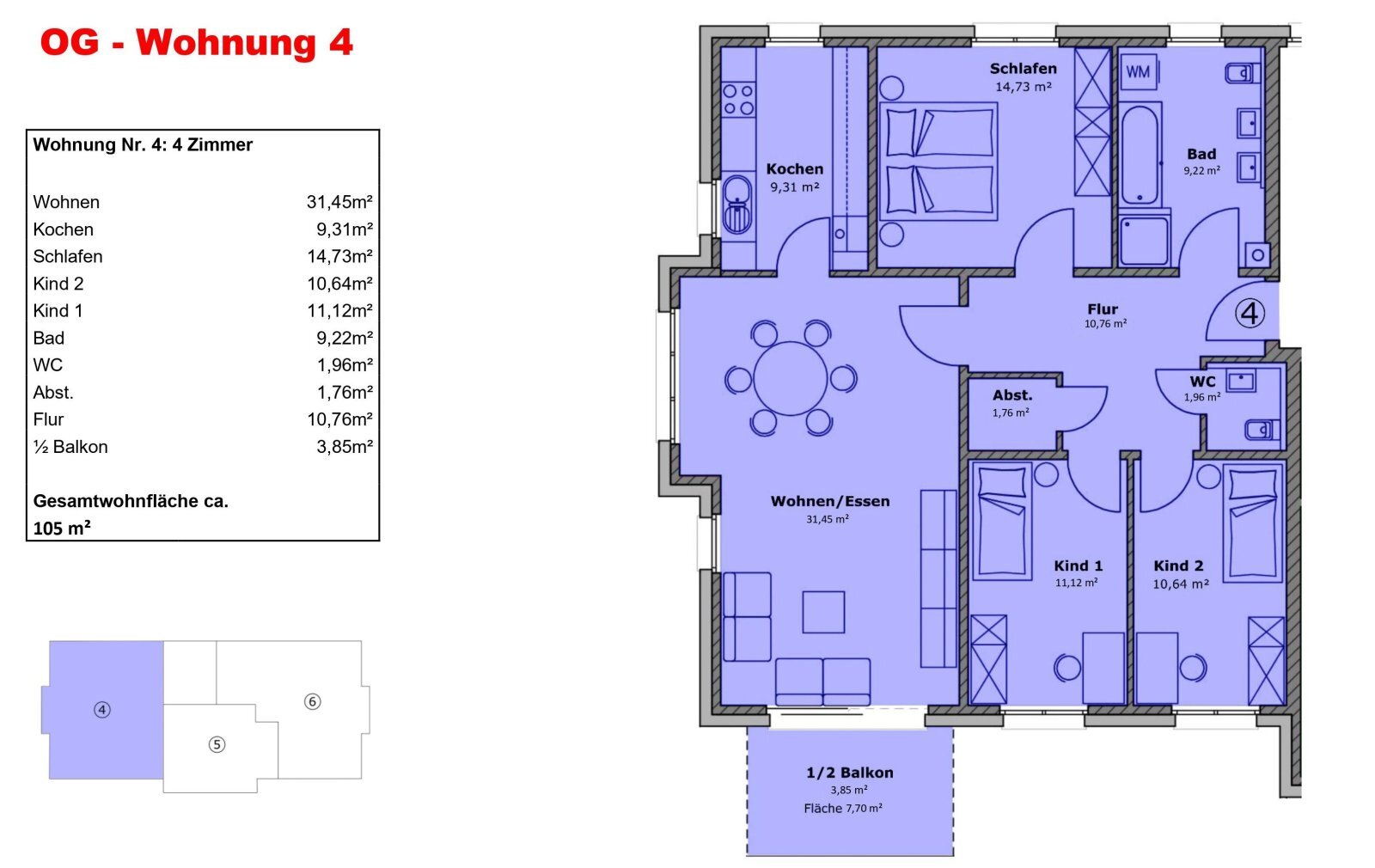 Wohnung zur Miete 1.050 € 4 Zimmer 105 m²<br/>Wohnfläche 1.<br/>Geschoss 01.01.2025<br/>Verfügbarkeit Kirchweg 4 Stühlingen Stühlingen 79780