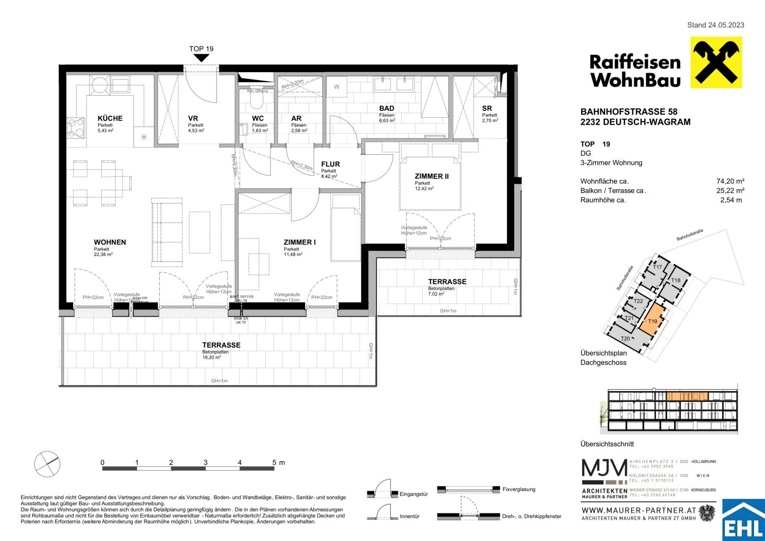 Wohnung zum Kauf 464.700 € 3 Zimmer 74,2 m²<br/>Wohnfläche 3.<br/>Geschoss Bahnhofstraße Deutsch-Wagram 2232