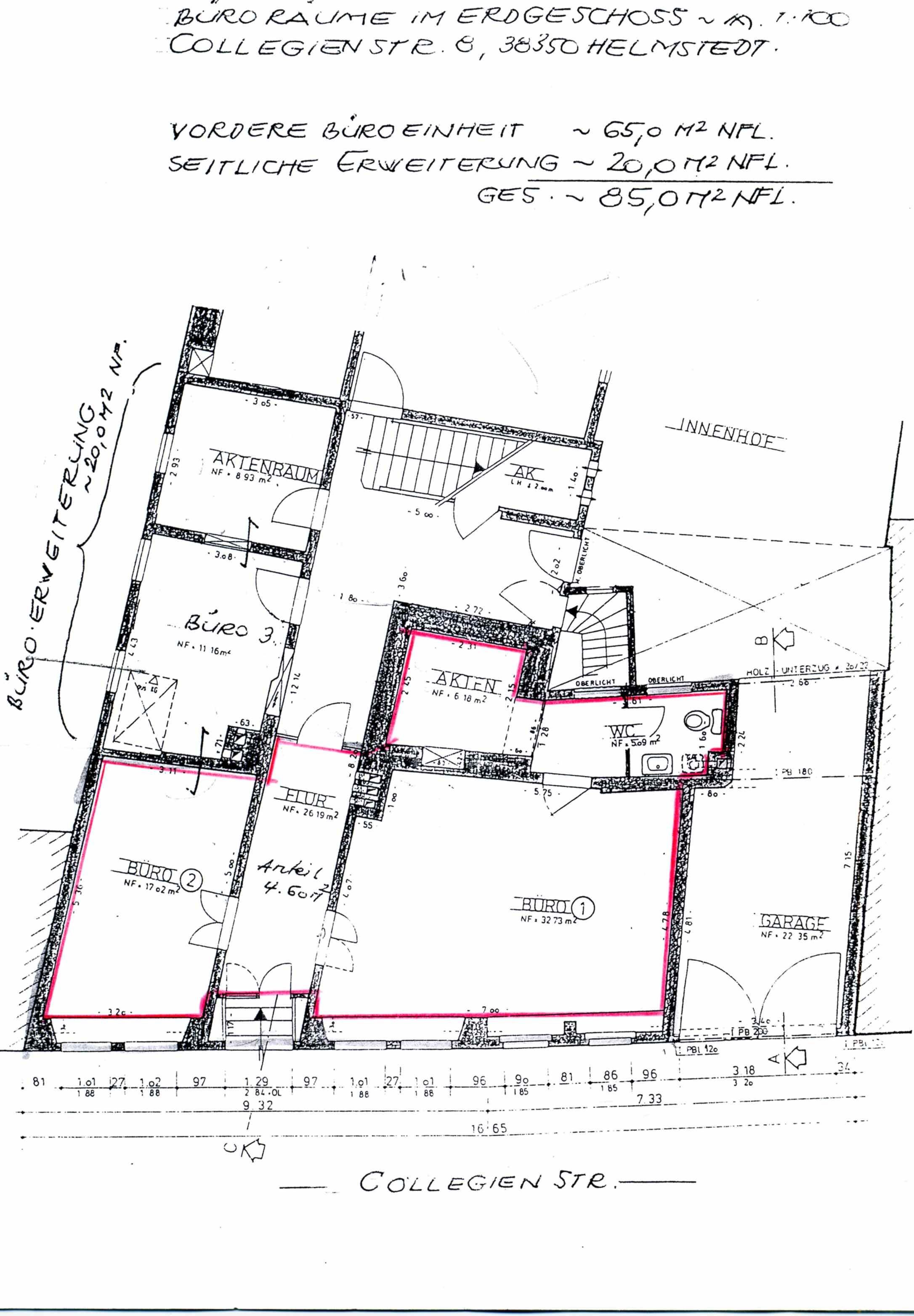 Praxis zur Miete 400 € 2,5 Zimmer 61 m²<br/>Bürofläche Juleum Helmstedt 38350