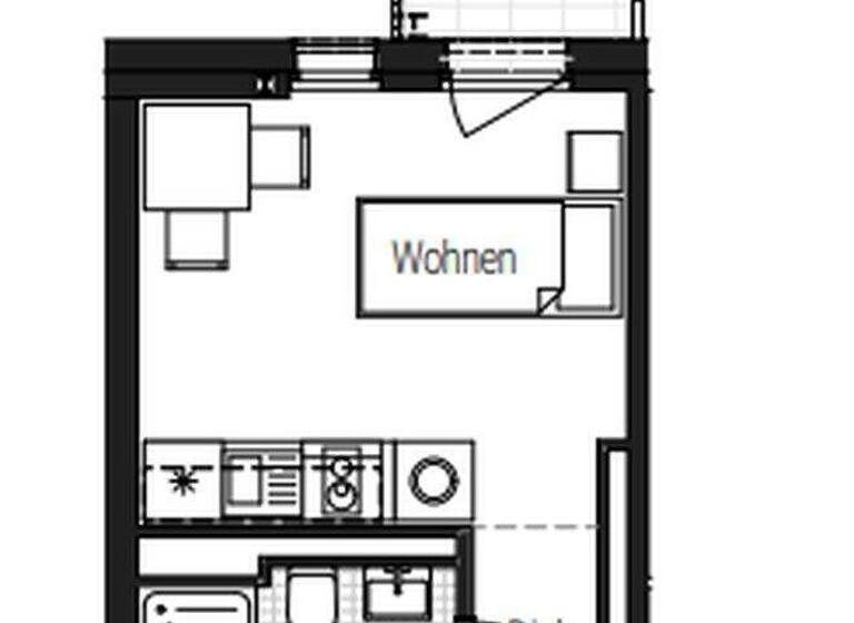 Studio zur Miete - Erstbezug 589 € 1 Zimmer 21,2 m² 2. Geschoss Steinbühler Straße 4-6 Tafelhof Nürnberg 90443