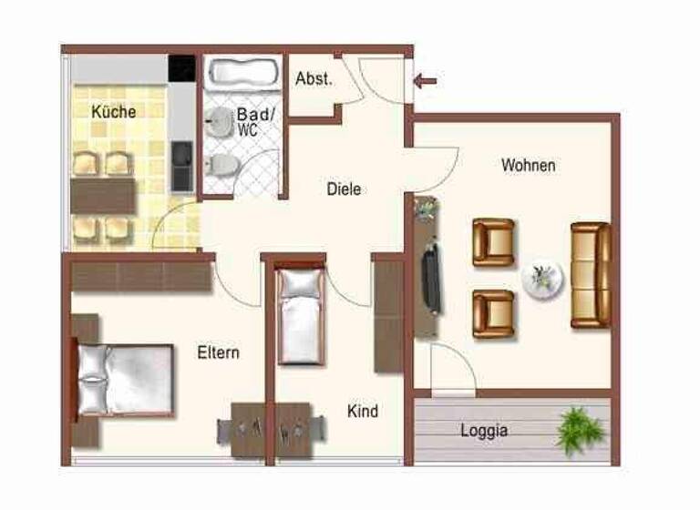 Wohnung zur Miete 667 € 3 Zimmer 71,7 m² 6. Geschoss frei ab 08.03.2026 Hosbachstr. 4 Aplerbeck Dortmund 44287