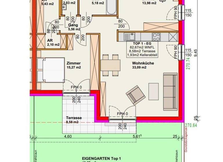 Wohnung zum Kauf 322.600 € 3 Zimmer 82,7 m² EG Wiener Neustadt 2700