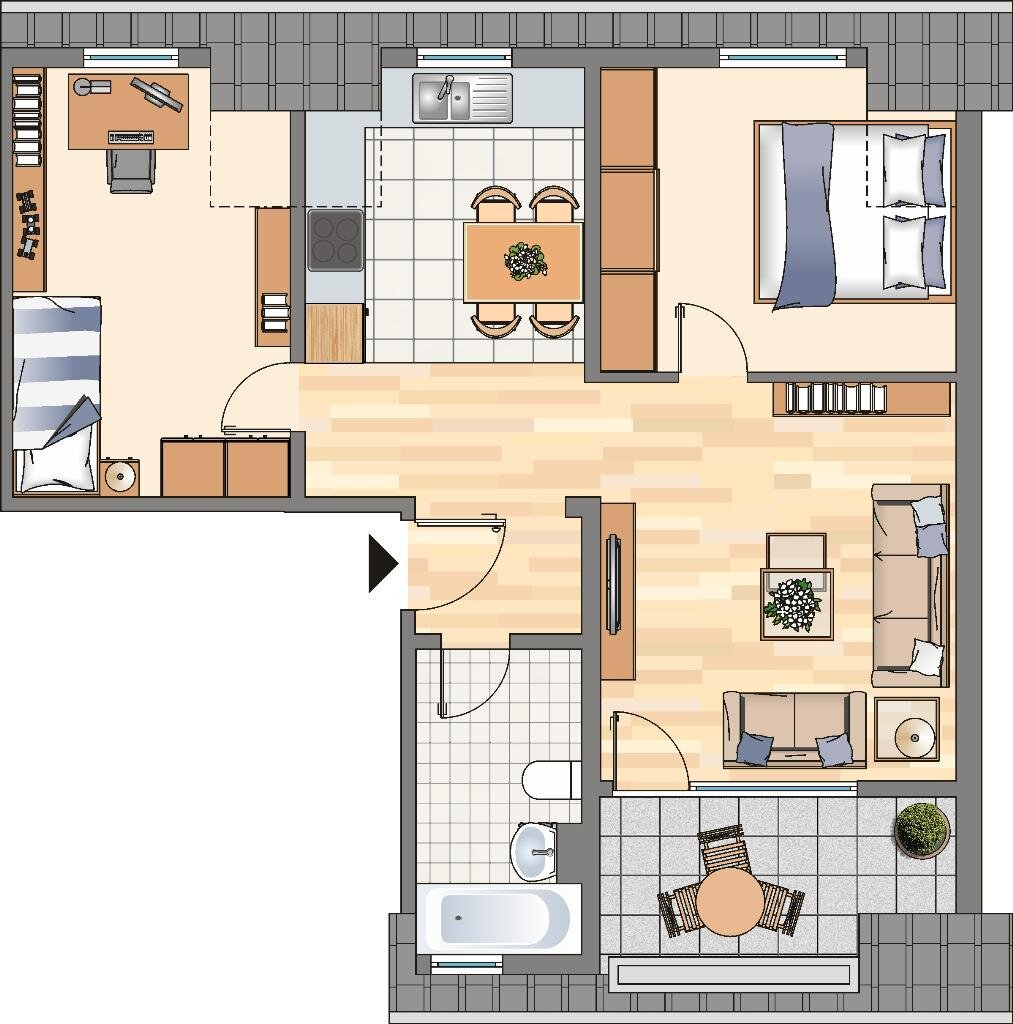 Wohnung zur Miete nur mit Wohnberechtigungsschein 282 € 3,5 Zimmer 56,9 m²<br/>Wohnfläche 3.<br/>Geschoss Rübezahlweg 31 Kemminghausen Dortmund 44339