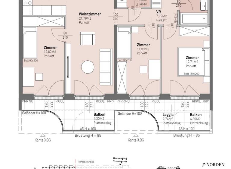 Wohnung zum Kauf - Erstbezug 525.700 € 4 Zimmer 79,7 m² 2. Geschoss frei ab 30.06.2028 Engerthstraße 111 Wien 1200
