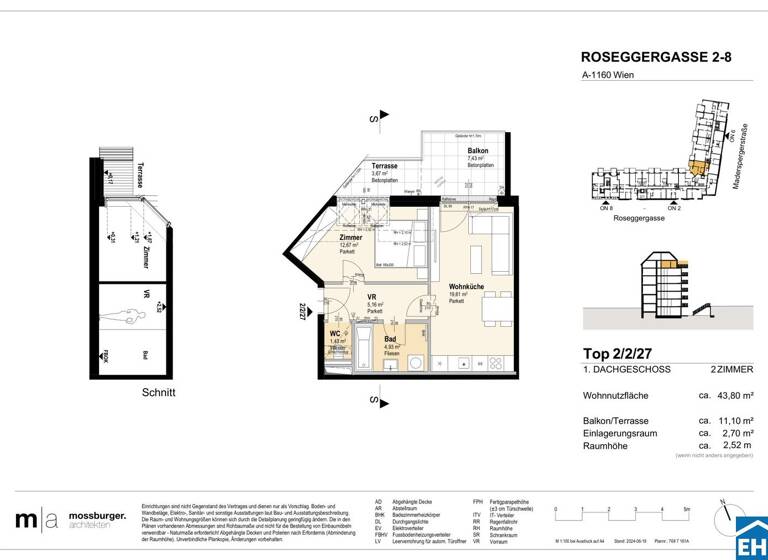 Wohnung zum Kauf - Erstbezug 327.400 € 2 Zimmer 43,8 m² Roseggergasse Wien 1160