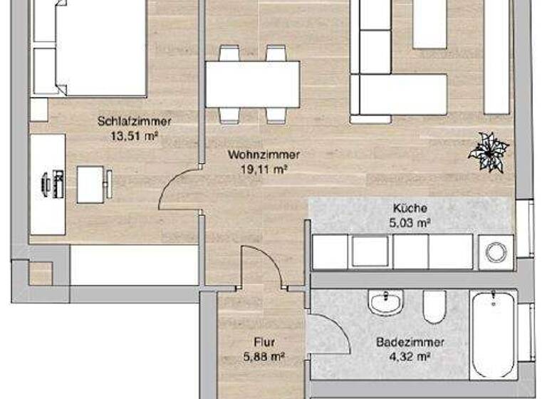 Wohnung zur Miete 490 € 2 Zimmer 48,3 m² 2. Geschoss Pölitzstraße 14 Gohlis-Süd Leipzig 04155