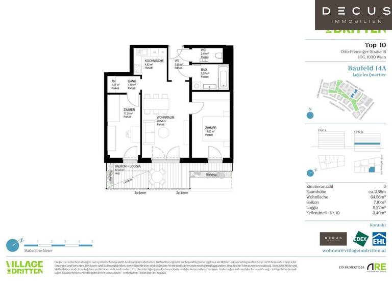 Wohnung zum Kauf 509.000 € 3 Zimmer 64,6 m² 1. Geschoss Wien 1030