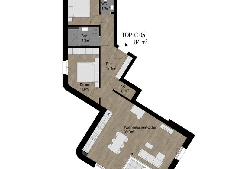 Terrassenwohnung zur Miete 1.201 € 3 Zimmer 84 m² 1. Geschoss frei ab 01.07.2026 Jahnstraße 10 Lustenau 6890