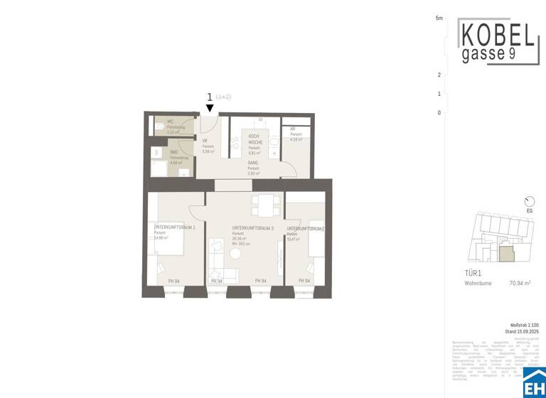 Wohnung zum Kauf - Erstbezug 375.700 € 3 Zimmer 70,9 m² EG Kobelgasse Wien 1110