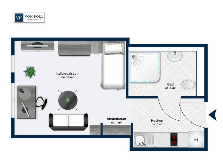 Studio zum Kauf 112.191 € 1 Zimmer 24,6 m²<br/>Wohnfläche Claffheim Ansbach / Claffheim 91522