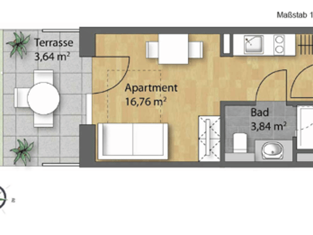 Studio zum Kauf - Neubau provisionsfrei 228.000 € 1 Zimmer 24,2 m² Friedenstraße 8 Kumpfmühl-Ziegetsdorf-Neuprüll Regensburg 93051