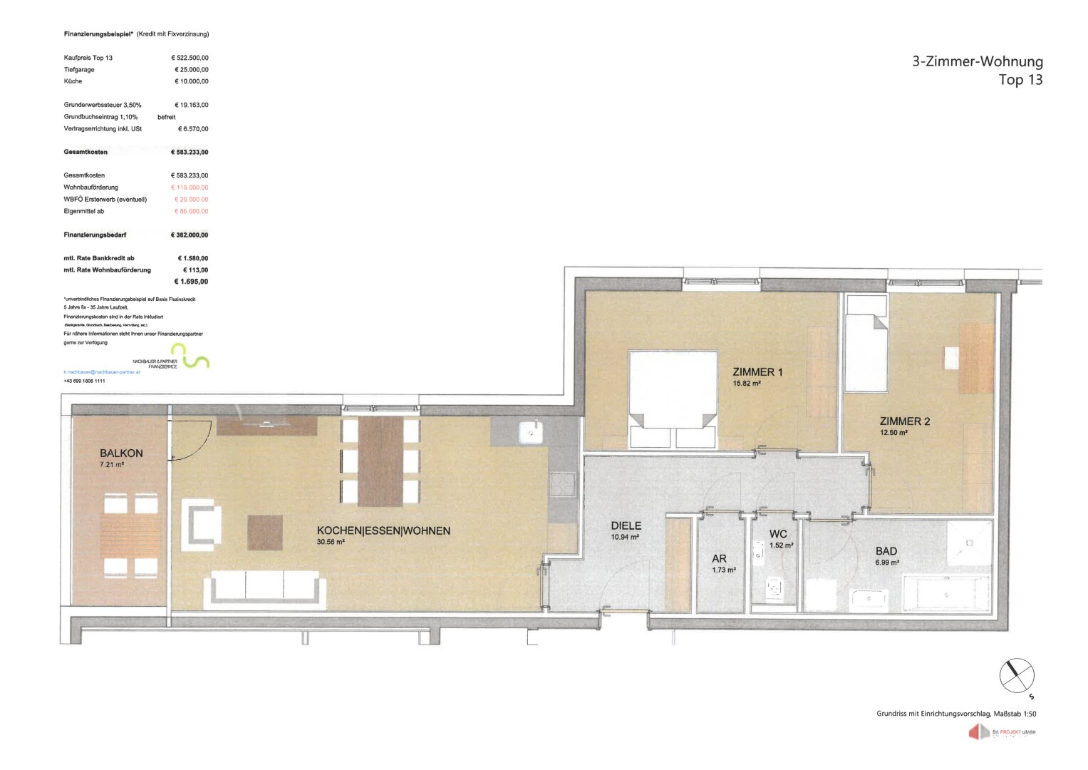 Wohnung zum Kauf 547.500 € 3 Zimmer 80,1 m²<br/>Wohnfläche 1.<br/>Geschoss Dornbirn 6850