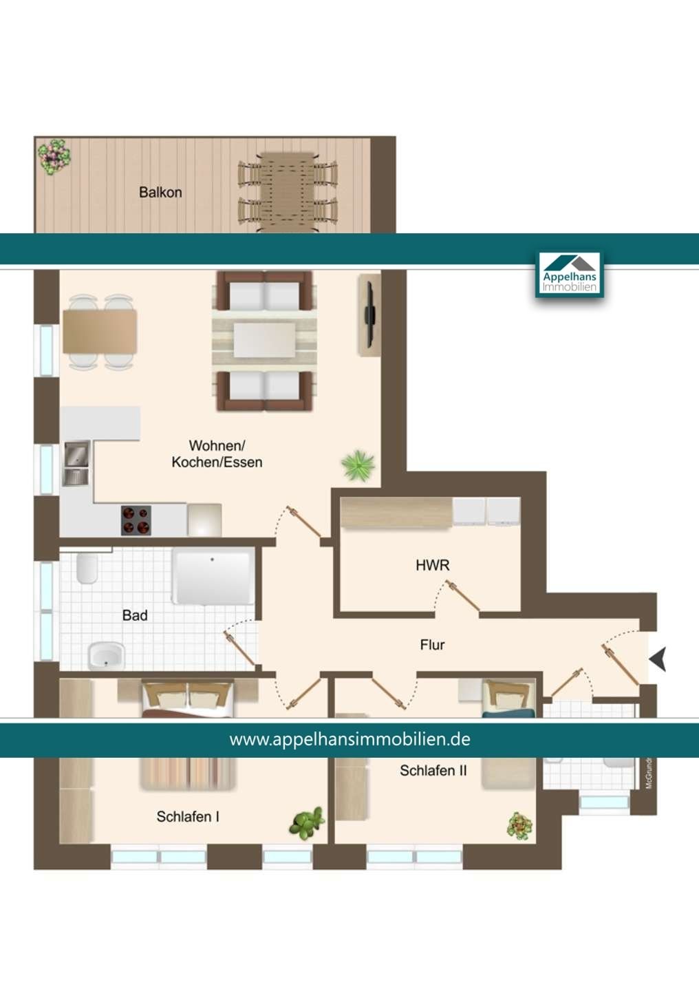 Wohnung zum Kauf provisionsfrei 369.000 € 3 Zimmer 91,8 m²<br/>Wohnfläche 1.<br/>Geschoss Haste 70 Osnabrück 49090