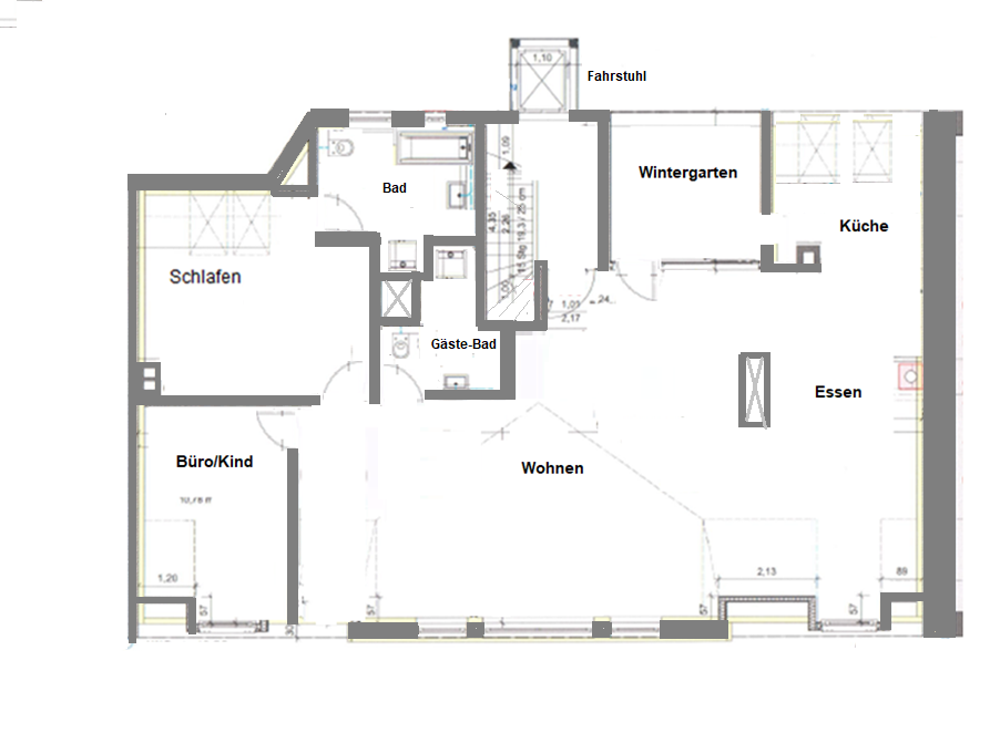 Wohnung zur Miete 1.600 € 3 Zimmer 156 m²<br/>Wohnfläche 4.<br/>Geschoss ab sofort<br/>Verfügbarkeit Neckarstadt - West Mannheim 68169