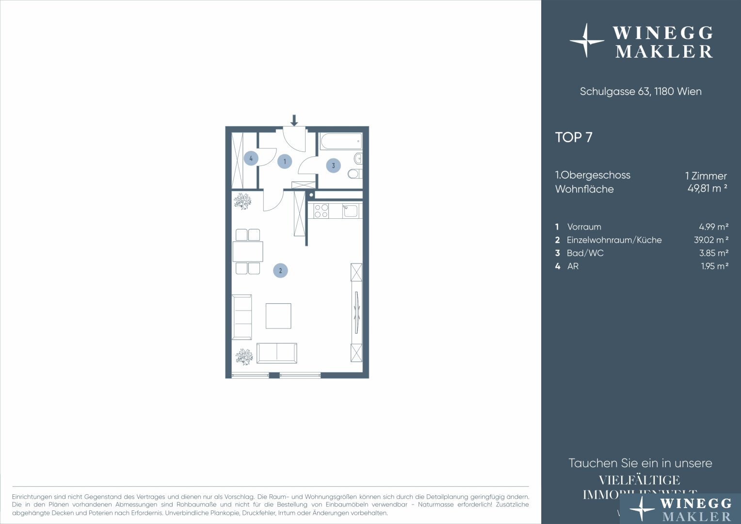 Wohnung zum Kauf 250.000 € 1 Zimmer 49,8 m²<br/>Wohnfläche 1.<br/>Geschoss Schulgasse 63 Wien 1180