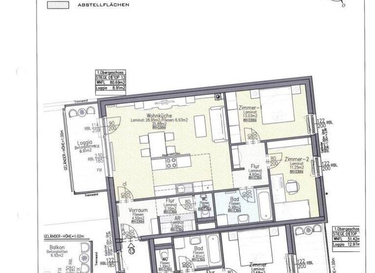 Wohnung zur Miete 975 € 3 Zimmer 80,7 m² Wiener Neustadt 2700