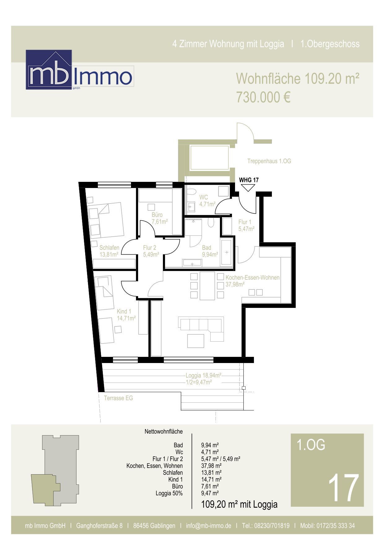 Wohnung zum Kauf provisionsfrei 730.000 € 4 Zimmer 109,2 m²<br/>Wohnfläche ab sofort<br/>Verfügbarkeit Müllerstr.19 Bleich und Pfärrle Augsburg 86153