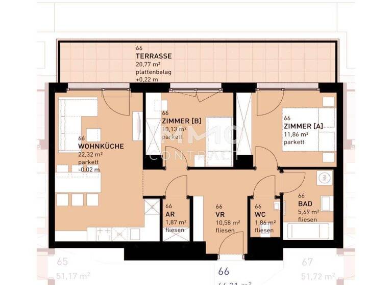 Wohnung zum Kauf - Erstbezug provisionsfrei 465.500 € 3 Zimmer 64,3 m² frei ab 30.03.2026 Wien 1220