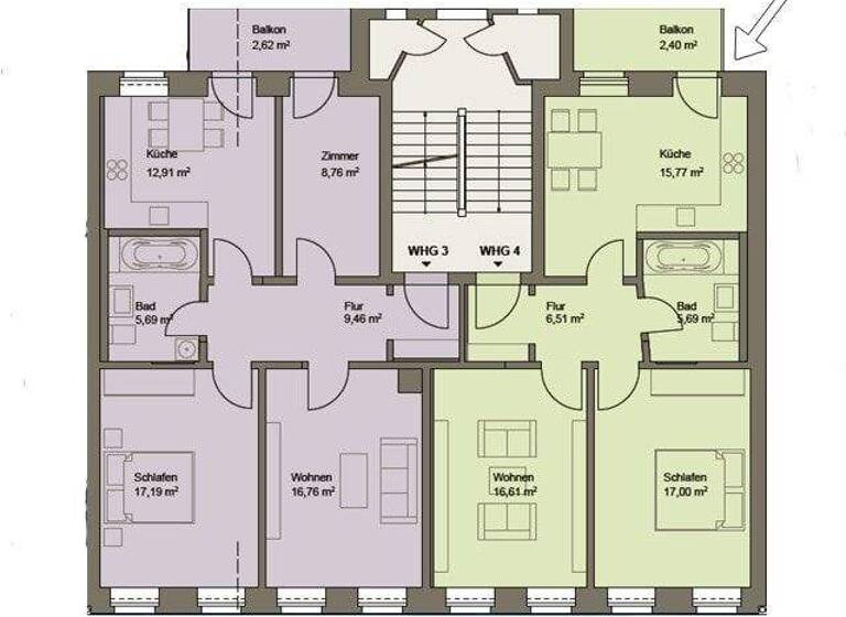 Wohnung zur Miete 765 € 2 Zimmer 64 m² 1. Geschoss frei ab sofort Papiermühlstraße 11 Stötteritz Leipzig 04299