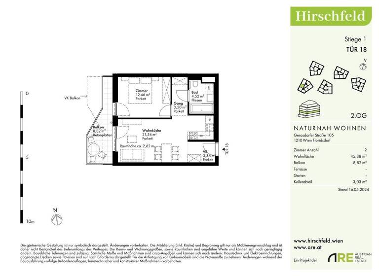 Wohnung zum Kauf - Erstbezug provisionsfrei 275.000 € 2 Zimmer 45,4 m² 2. Geschoss Wien 1210