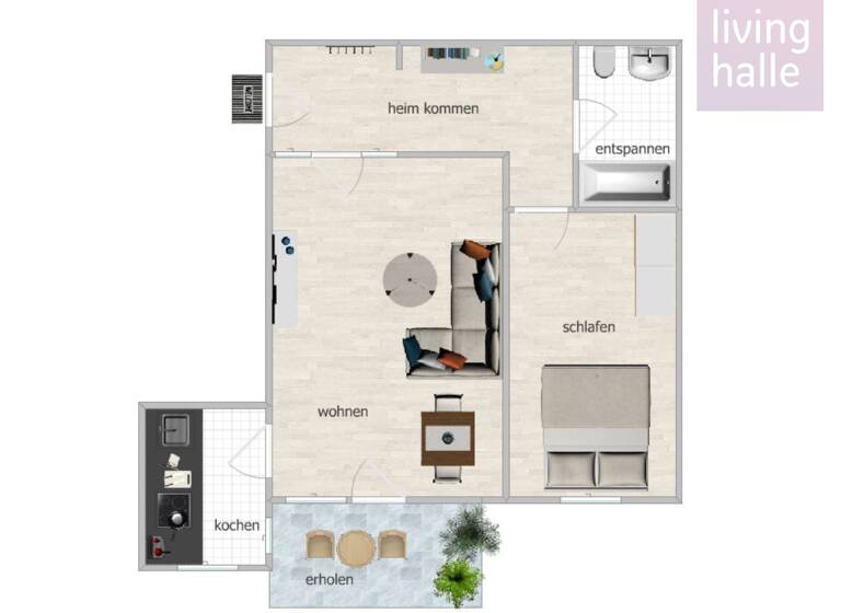 Wohnung zur Miete 390 € 2 Zimmer 52,2 m² 2. Geschoss frei ab 01.10.2025 Hamburger Straße 7 Halle (Saale) / Wörmlitz 06128