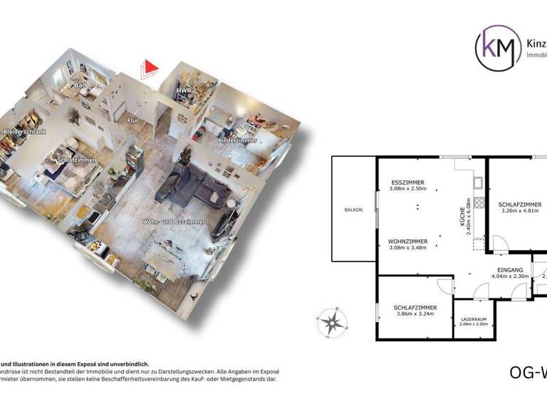 Wohnung zur Miete 890 € 3 Zimmer 93,9 m² 2. Geschoss frei ab sofort Aufenau Wächtersbach 63607