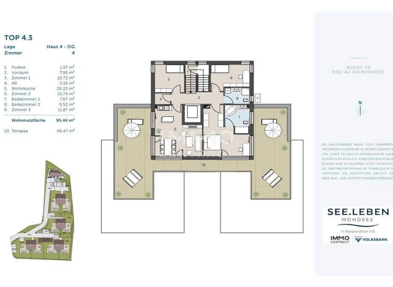 Penthouse zum Kauf - Erstbezug provisionsfrei 1.190.000 € 4 Zimmer 95,5 m² 1. Geschoss Innerschwand am Mondsee 5310