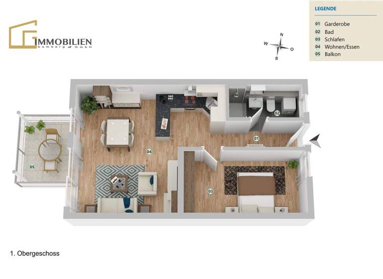 Wohnung zum Kauf - Erstbezug provisionsfrei 268.000 € 2 Zimmer 51,5 m² Hirschaid 96114